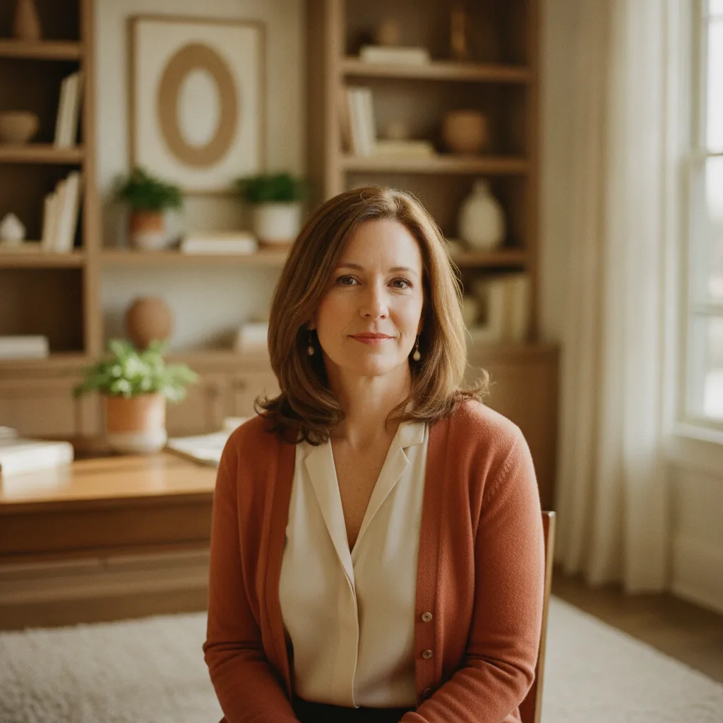 Claire Ashford, SageCircle founder, warm portrait in soft natural light